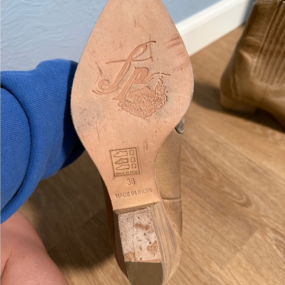 Free People Tan Leather Western Ankle Boots - Picture 3 of 3